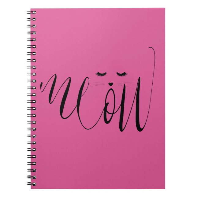 Caderno Espiral Gato Meow Rosa (Frente)