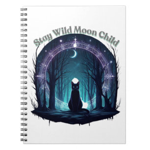 Caderno Espiral Gato Místico Sob O Arco Ligado