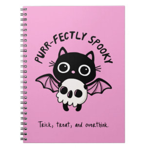 Caderno Espiral Gato Morcego de Halloween Fofo - Piada Sinistramen