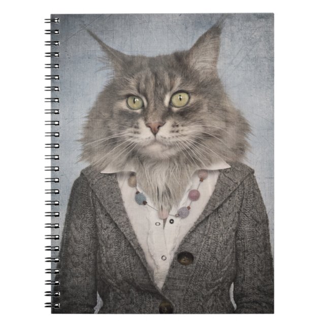 Caderno Espiral Gato na roupa (Frente)