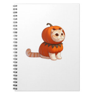 Caderno Espiral Gato na roupa de abóbora para o Dia das Bruxas