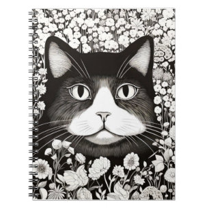Caderno Espiral Gato Natureza Pacífica Estilo de Desenho de Prairi