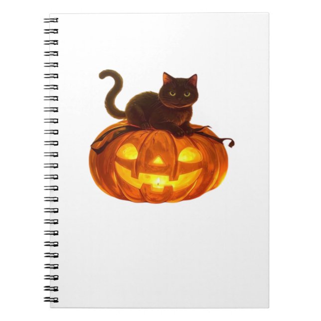 Caderno Espiral Gato Negro e Abóbora - Mágica do Halloween (Frente)