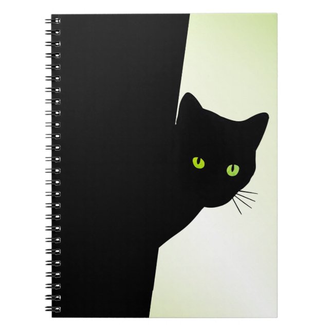 Caderno Espiral Gato Negro Olhado Verde (Frente)