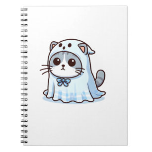 Caderno Espiral Gato no Fantasma para o Halloween