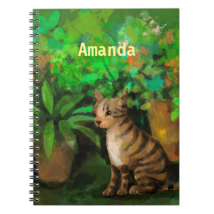 Caderno Espiral Gato no jardim