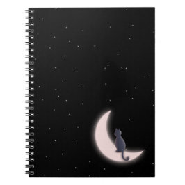 Caderno Espiral Gato numa Lua Neon