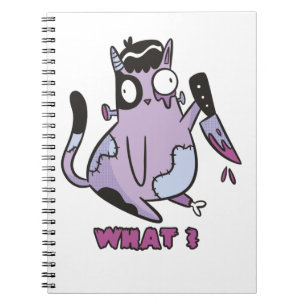 Caderno Espiral Gato o quê? Gato Assassino, Zombie Cat Halloween