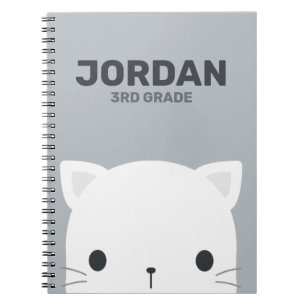 Caderno Espiral Gato Pequeno Fofo com Nome Personalizado