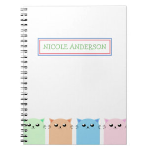 Caderno Espiral Gato Personalizado Bonito