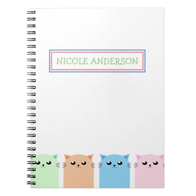 Caderno Espiral Gato Personalizado Bonito (Frente)