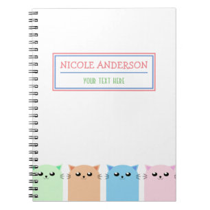 Caderno Espiral Gato Personalizado Bonito