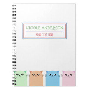 Caderno Espiral Gato Personalizado Bonito