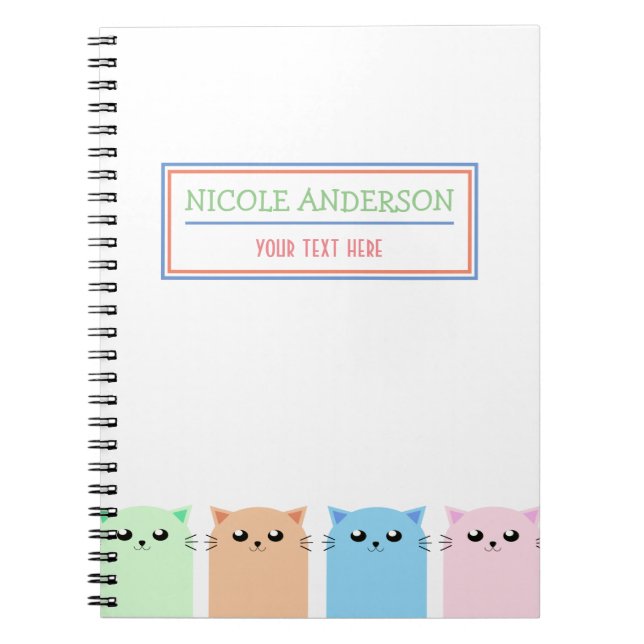 Caderno Espiral Gato Personalizado Bonito (Frente)