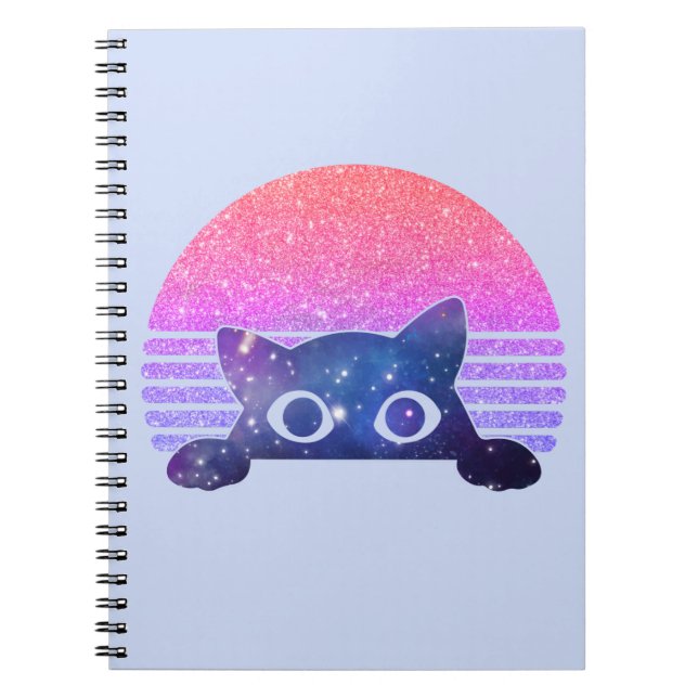 Caderno Espiral Gato Preto Adorável - Felino Cinto (Frente)