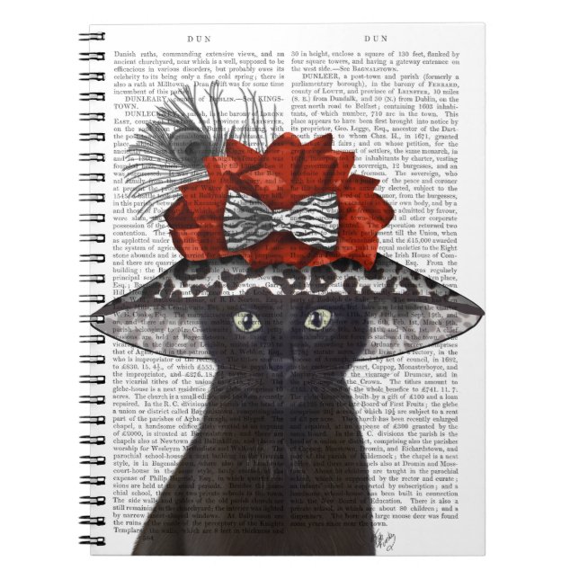 Caderno Espiral Gato Preto com Chapéu Fabuloso (Frente)