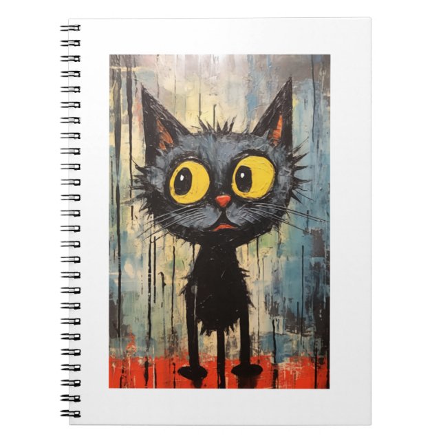 Caderno Espiral Gato Preto Com Olhos Amarelos (Frente)