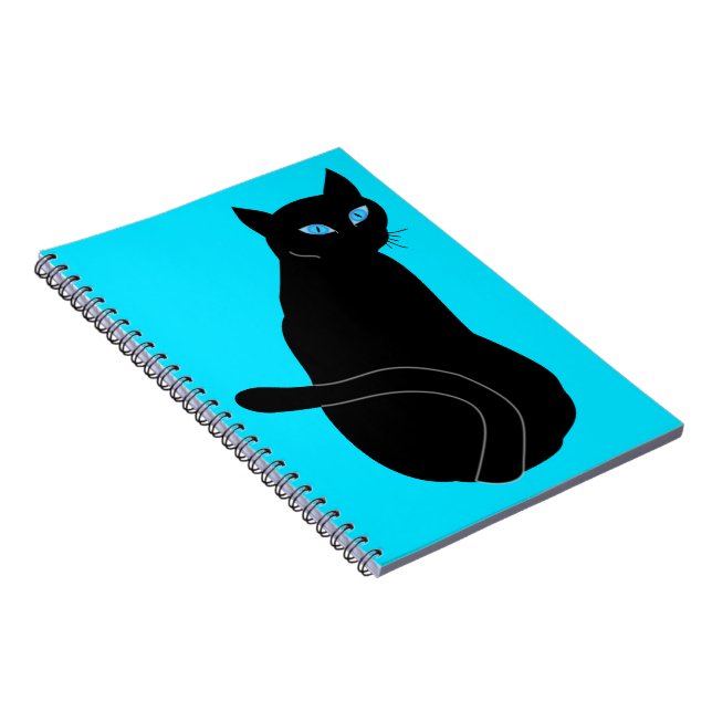 Caderno Espiral Gato Preto Com Olhos Azuis (Lado Direito)