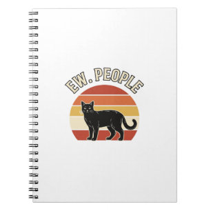 Caderno Espiral Gato Preto Engraçado Ew Pessoas Design Vintage Ret