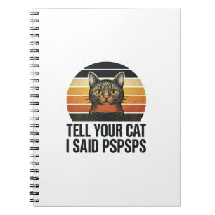 Caderno Espiral Gato Preto Engraçado Pspsps Design Vintage Pôr do