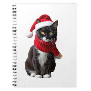 Caderno Espiral Gato Preto Feio do Natal Chapéu de Papai Noel Cach