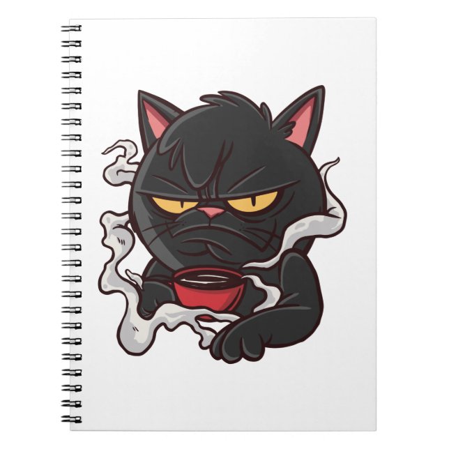 Caderno Espiral Gato Preto Grumado - Sobreloso De Café (Frente)