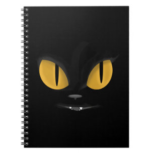 Caderno Espiral Gato Preto Maciço Bonito com Presas