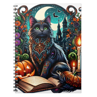 Caderno Espiral Gato Preto Mágico Bibliófilo