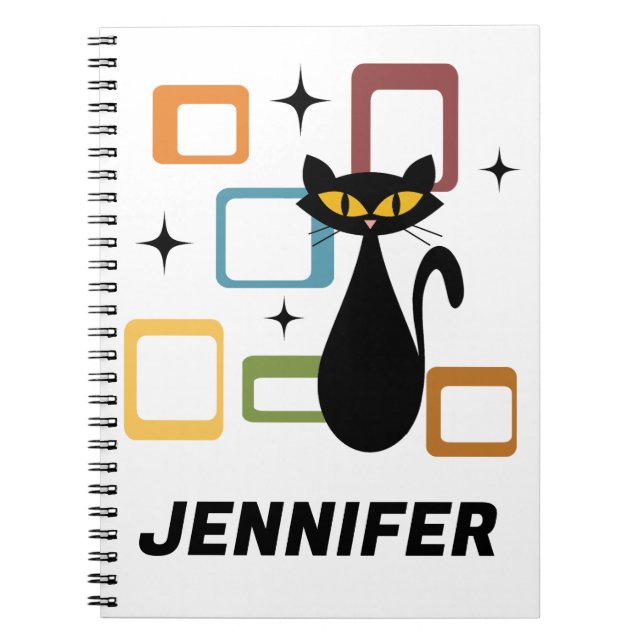 Caderno Espiral gato preto meio século (Frente)