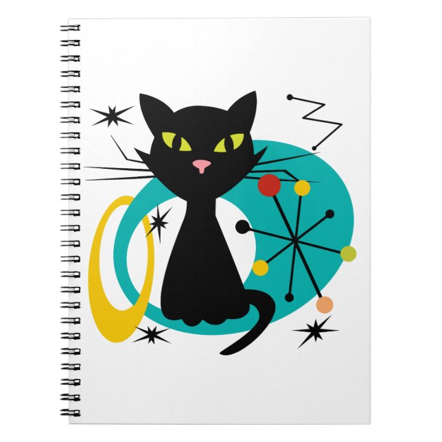 Caderno Espiral gato preto meio século (Frente)