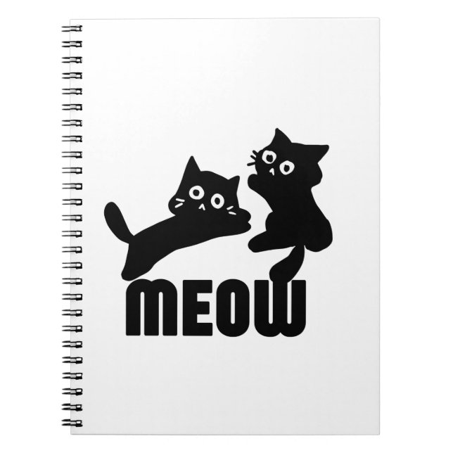 Caderno Espiral gato preto, miau (Frente)