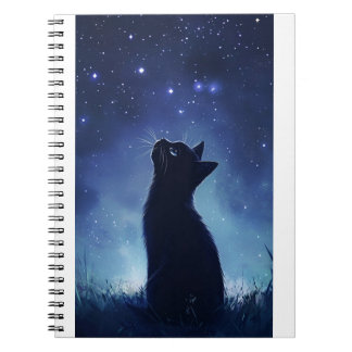 Caderno Espiral Gato Preto no Prado Mágico de Starlit