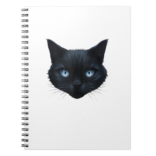 Caderno Espiral Gato Preto Olhos Azuis Gatos Homens Gatos Homens M (Frente)