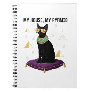 Caderno Espiral Gato Preto Real Egípcio - Minha Casa, Minha Pirâmi