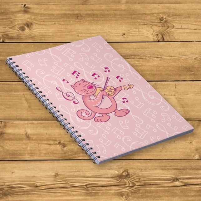Caderno Espiral Gato Rosa com Violino (Criador carregado)