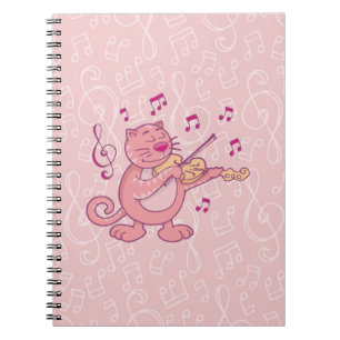 Caderno Espiral Gato Rosa com Violino