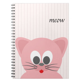 Caderno Espiral Gato Rosa-de-fenda doce