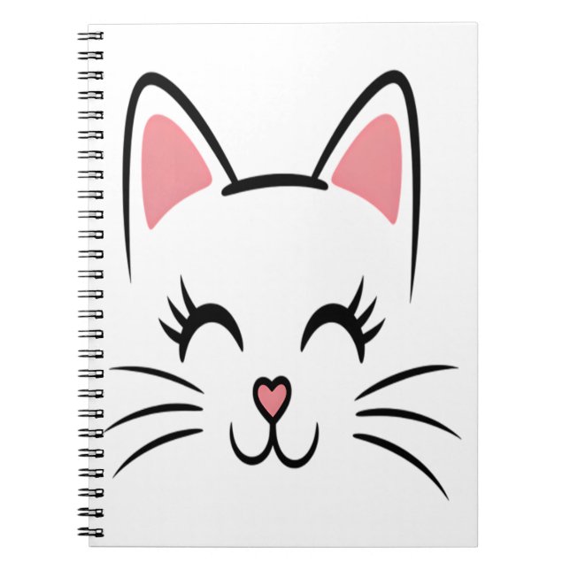 Caderno Espiral Gato Rosto Whiskers Impressão Adoro Halloween (Frente)