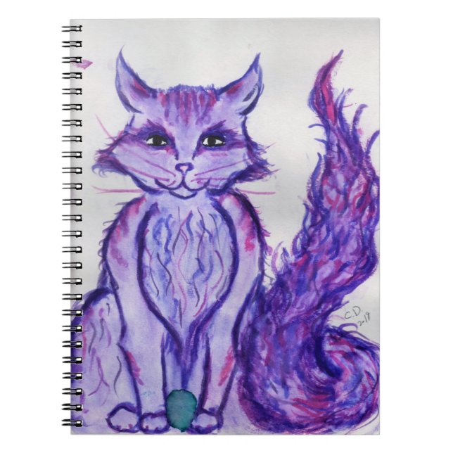 Caderno Espiral gato roxo (Frente)