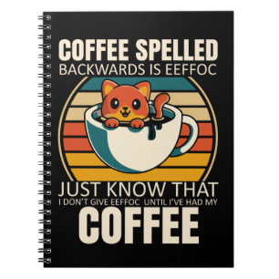 Caderno Espiral Gato Sarcástico Café Lover Barista Viciado em Ca