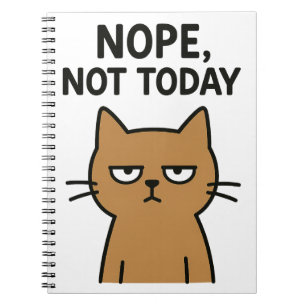 Caderno Espiral Gato Sarcástico - Não. Hoje Não. Animal antissocia