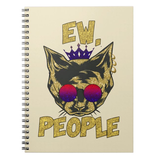 Caderno Espiral Gato Sassy Royal - "Ew. Pessoas" Engraçado Gato Lo (Frente)