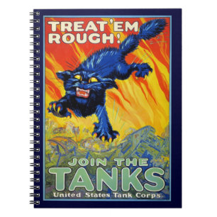 Caderno Espiral Gato Selvagem de Recrutamento Militar de Guerra An