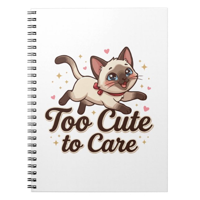 Caderno Espiral Gato Siames Muito Fofo para se Importar (Frente)