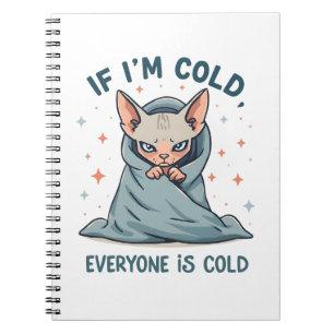 Caderno Espiral Gato Sphynx Mal-Humorado Design de Cartoon de Humo
