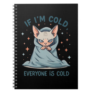 Caderno Espiral Gato Sphynx Mal-Humorado Design de Cartoon de Humo