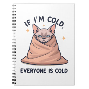 Caderno Espiral Gato Sphynx Mal-humorado Humor Frio Arte de Desenh