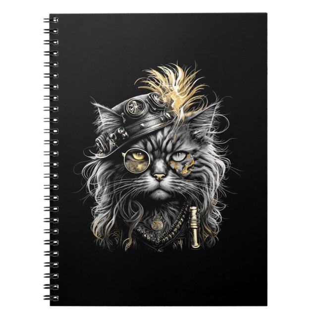 Caderno Espiral Gato Steampunk Incrível  (Frente)