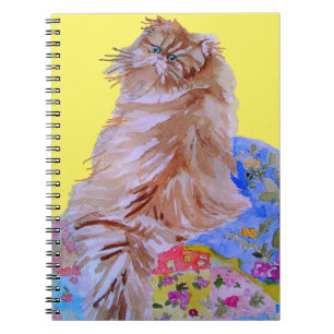 Caderno Espiral Gato Tabby Gengibre Pintura Aquarela gatos