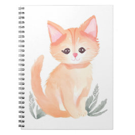 Caderno Espiral Gato Tabby Laranja Aquarela Gatinho